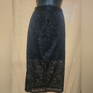 Bebe Black Cut Out Pencil Skirt Midi
